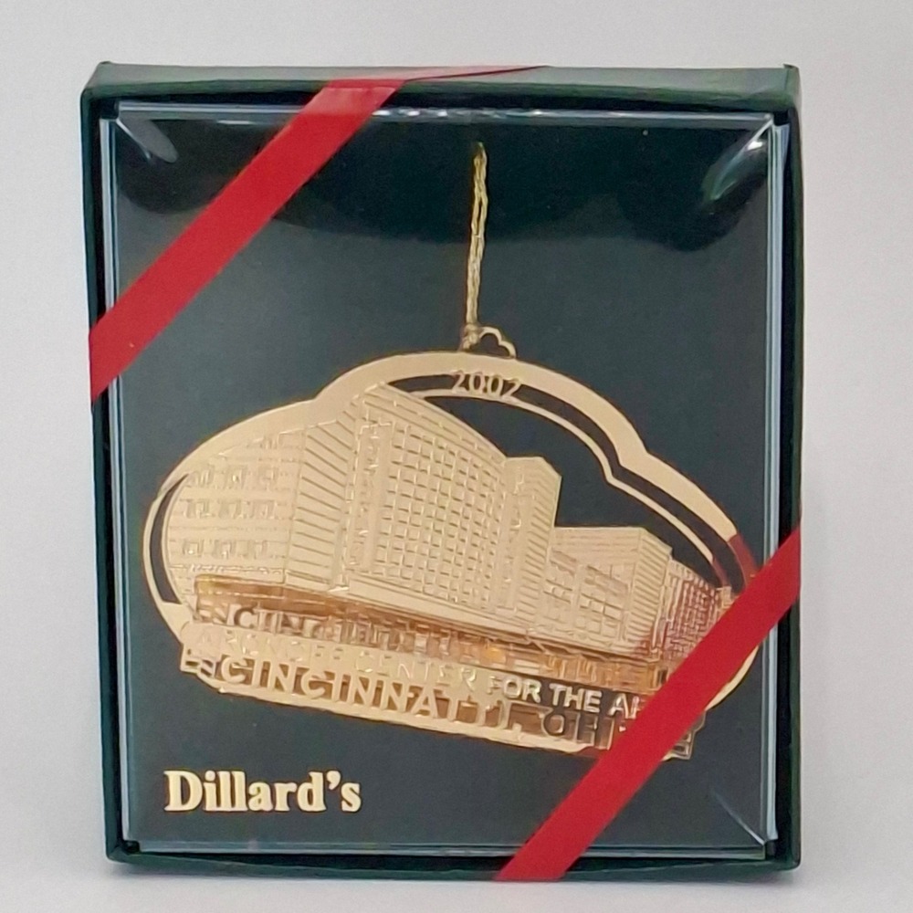 Dillard's 2002 Aronoff Center for the Arts Cincinnati Gold Tone Ornament box